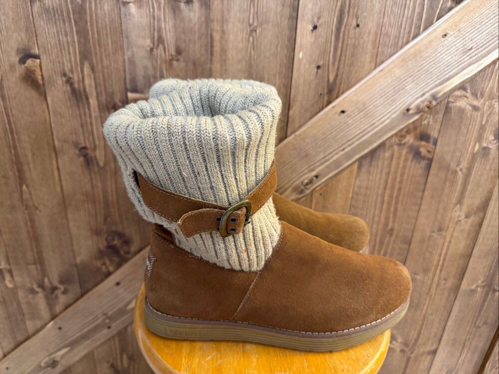 Skechers Women’s Size 9 Brown Suede Sweater Cuff Ankle Boots